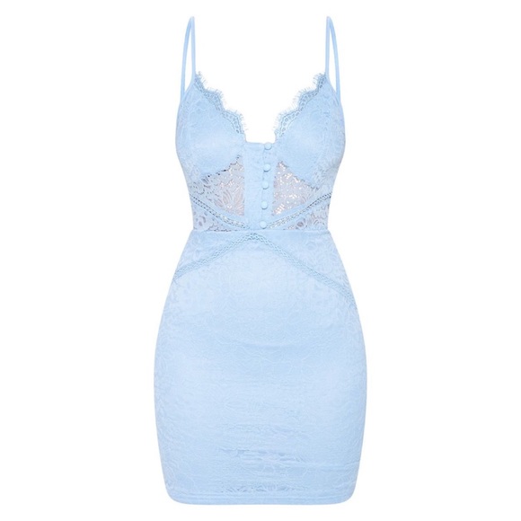 BRAND NEW Dusty Blue Button Down Lace Dress - Picture 6 of 6